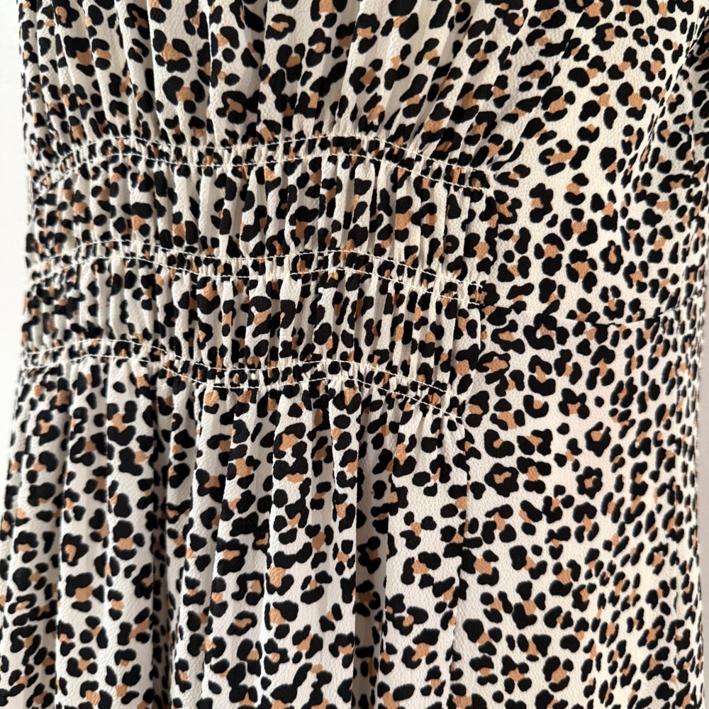 Talbots Leopard Print Ruffle Hem Midi Dress Womens 12 Classic Business Casual - Picture 9 of 10